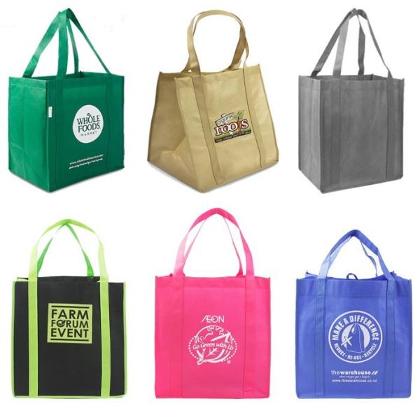 Small Plain Personalized Non Woven Tote Bags Promotional With Logo Printing Green Black Color