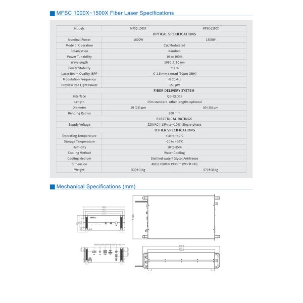 Max Photonics MFSC-1000X 1000W Fiber Laser Source CW Laser Source