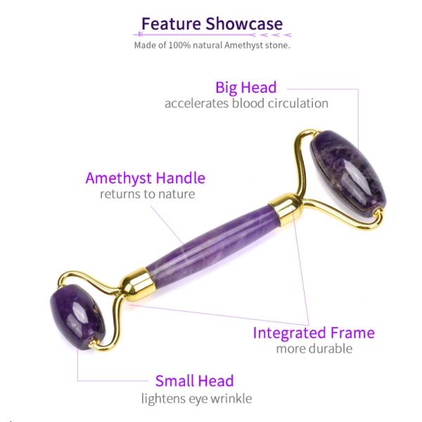 76.7g Purple Jade Beauty Roller Amethyst Jade Roller Gua Sha Set OEM
