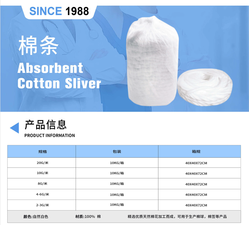 Factory Direct Medical Absorbent Cotton Sliver for Cotton Buds For Personal Care Medical Cotton Wool Absorbent Surgical Cotton Wool Cotton Coil