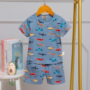 Buy cheap Plane Pattern Cotton Short Sleeve Pyjama Set odor resistant summer pj sets product