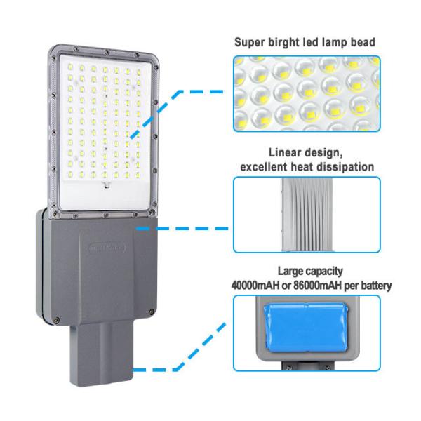 Quality IP65 100W Outdoor Solar Powered Street Lights Monocrystalline Panel CE RoHS for sale