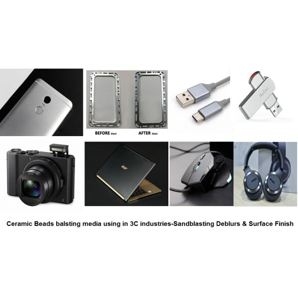 Good Elasticity Ceramic Bead Blasting Media In 3C Industry For Deblurs Blast Finish