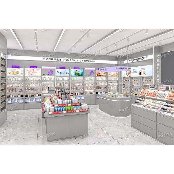 BKC002 Customized Store Display Furniture Gray mall kiosk perfume beautiful cosmetic kiosk for shop design