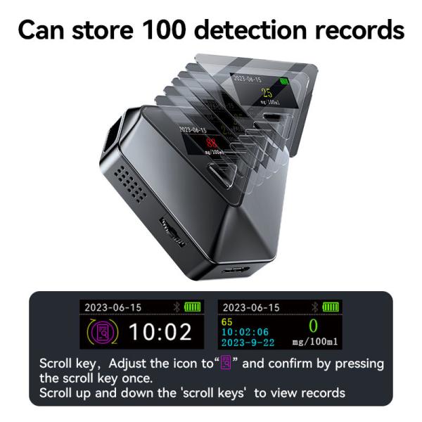 OEM ABS Portable Alcohol Breathalyzer Analyzer With Electrochemical Fuel Cell Alcohol Sensor