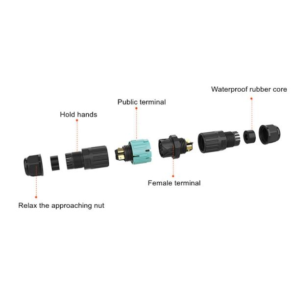 3Pin Waterproof Electrical Connectors Electrical Junction Box Connectors M19 Self Locking