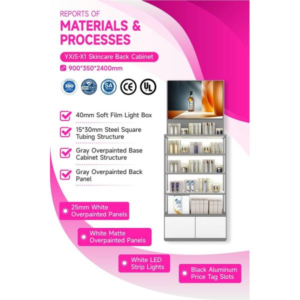 YXiS-X1 40mm Soft Film Light Box Skincare Display Cabinet With Adjustable Shelves
