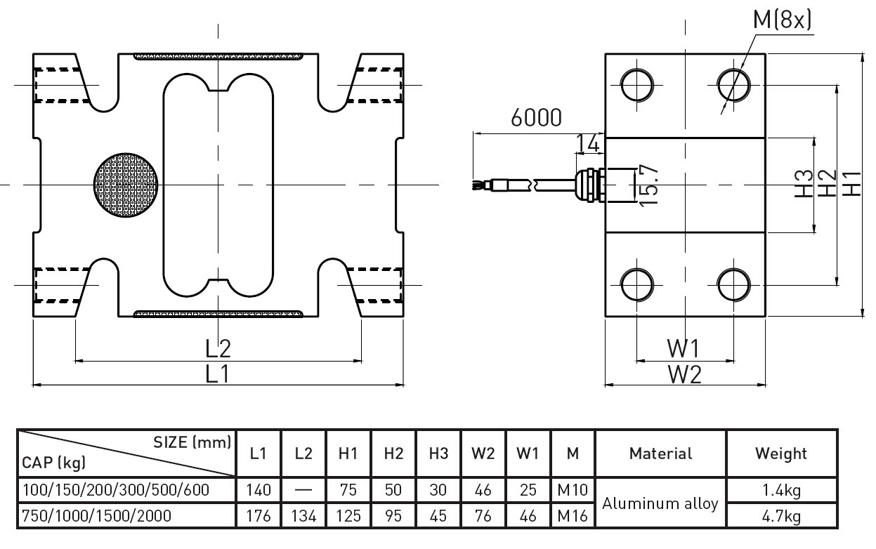 Simple Structure Small Load Cell Single Point Transducer 100kg To 2T