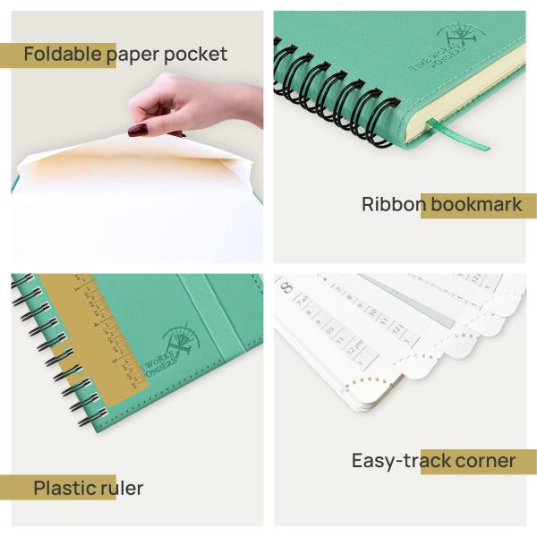 Green Color Pocket Size Custom Agenda 2023 Weekly Planner Poprun Ivory Paper