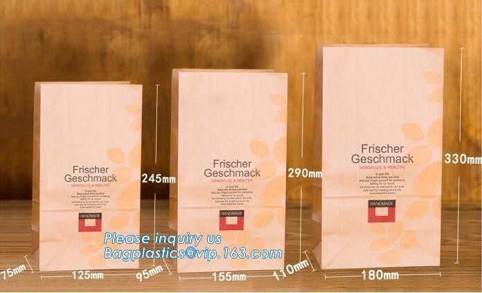 Custom Printing Recycled Brown Kraft Paper Bags,Custom Printed Factory Glassine Paper Bread Small Brown Bag, bagease