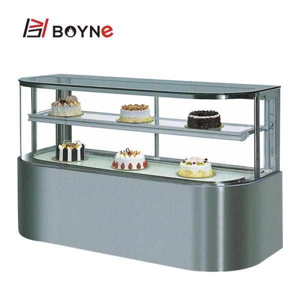 Quality D Type Horizont Al Two Layers Cake Display Freezer Fan Shaped for sale