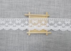 Buy cheap White Embroidered Lace Trim For Smocked Dress / Lace Ribbon Embroidery Fabric product