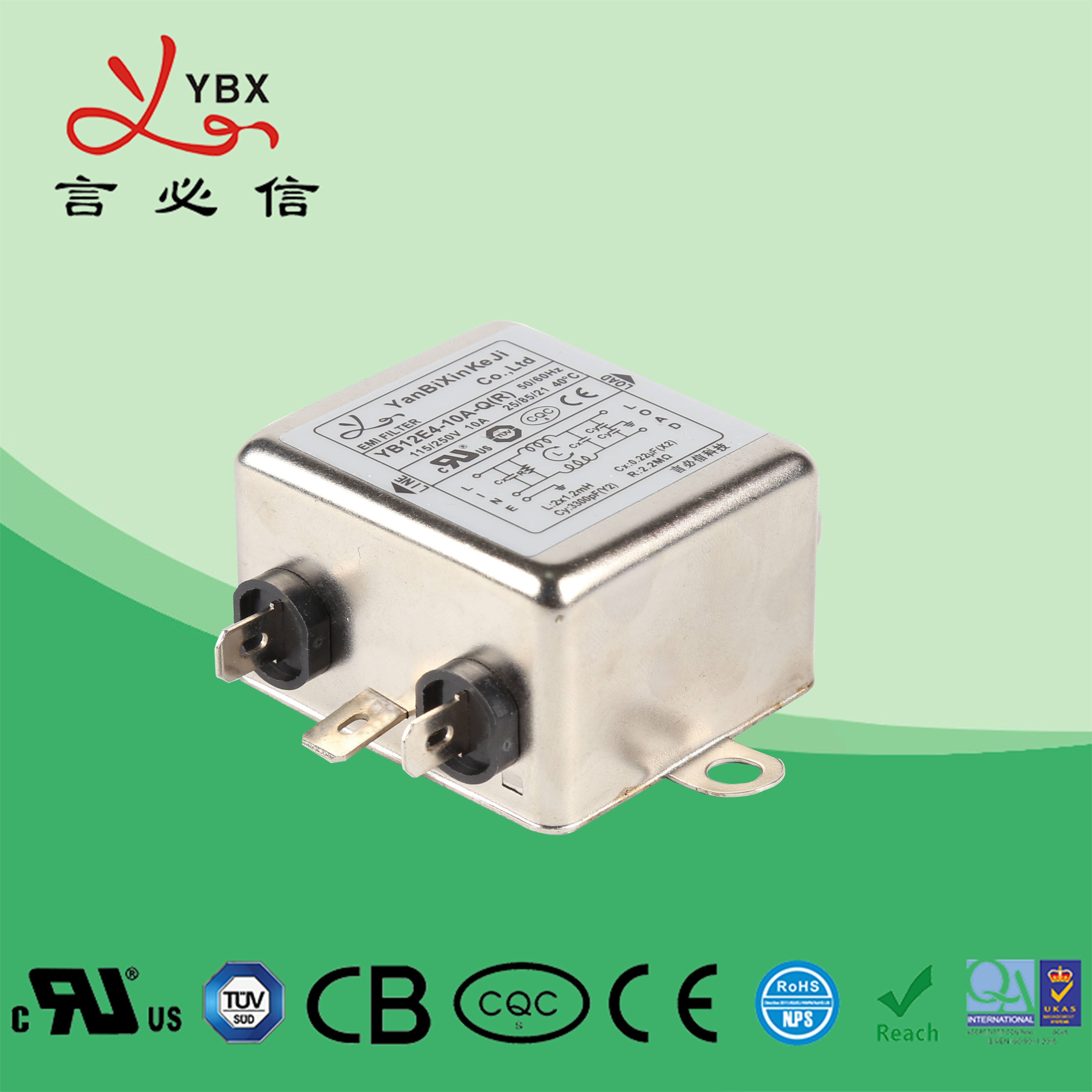 Dual Fuse 220V 10A IEC Inlet Filter Power Entry Module Filter For Audio Equipment