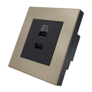 China PC Metal USB Charger Socket 86mm Double Wall Socket With Usb on sale