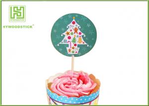 China Holiday Chocolate Cake Decoration Toppers Christmas Cupcake Picks CMYK Colors on sale