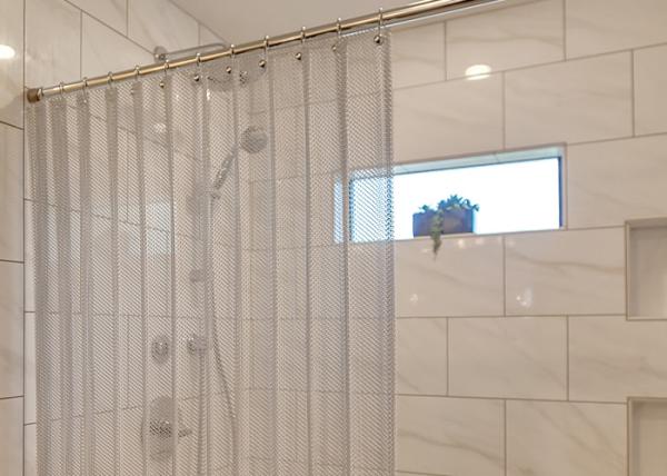 Quality Mesh Aluminum Metal Coil Drapery Wire Fabric For Decorative Shower Divider Curtains for sale