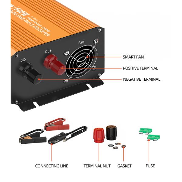 Pure Sine Wave 120vac PV Power Inverter 600w Overload Protection