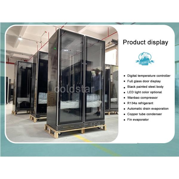 Commercial Double Glass Door Beer Fridge Supermarket Grocery Energy Drink Bottle Display Cooler