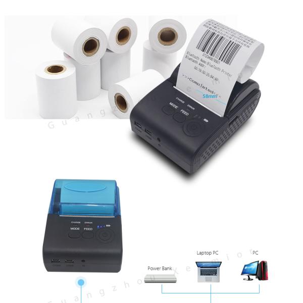Mini Portable Blue tooth thermal printer Photo Receipt Bill Printer with 58mmx50mm Paper Cabin
