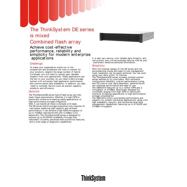 Lenovo ThinkSystem DE6600H Hybrid Storage Array 7927TB 64GB/256GB