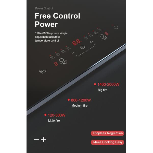 Heating Selection 4 Burner Electric Cooktops , Induction Hob Cooker 7000W