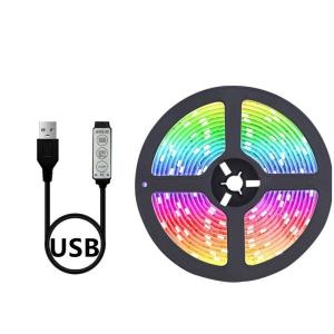 China 5m RGB Strip Light Set 24 keys Bluetooth 5V RGB SMD 5050 LED IP20 Color Temperature CCT RGB on sale