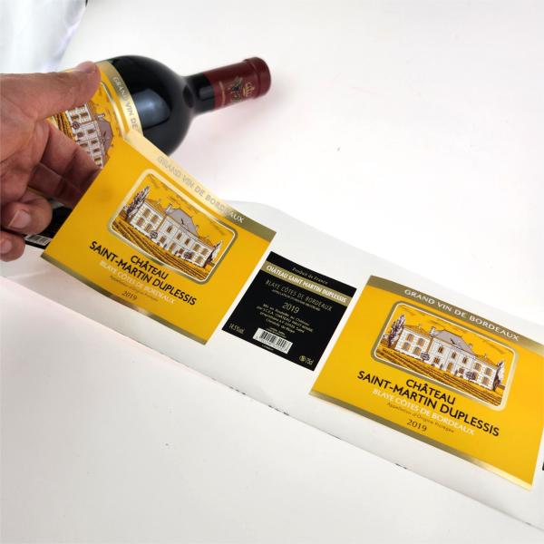 Customized Size Gold Foil Self Adhesive Labels Glossy Waterproof Wine Labels
