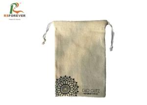 Natural Color Small Cotton Drawstring Bags , Custom Printed Drawstring Bags Recyclable