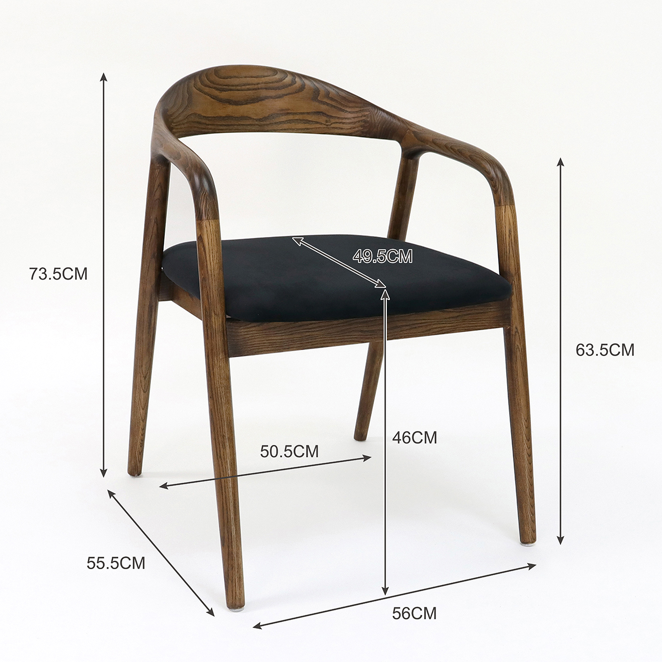 Modern Restaurant Furniture Solid Wooden Dining Chair with Foldable Function and Fabric Upholstery W56*D55.5*H73.5CM