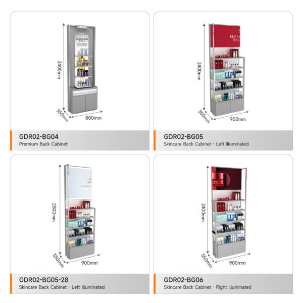 Retail Shop Design Grey Oiled Wooden Skincare Cabinet With Led Lights For Customized Shop Display And Branding Shop Stand