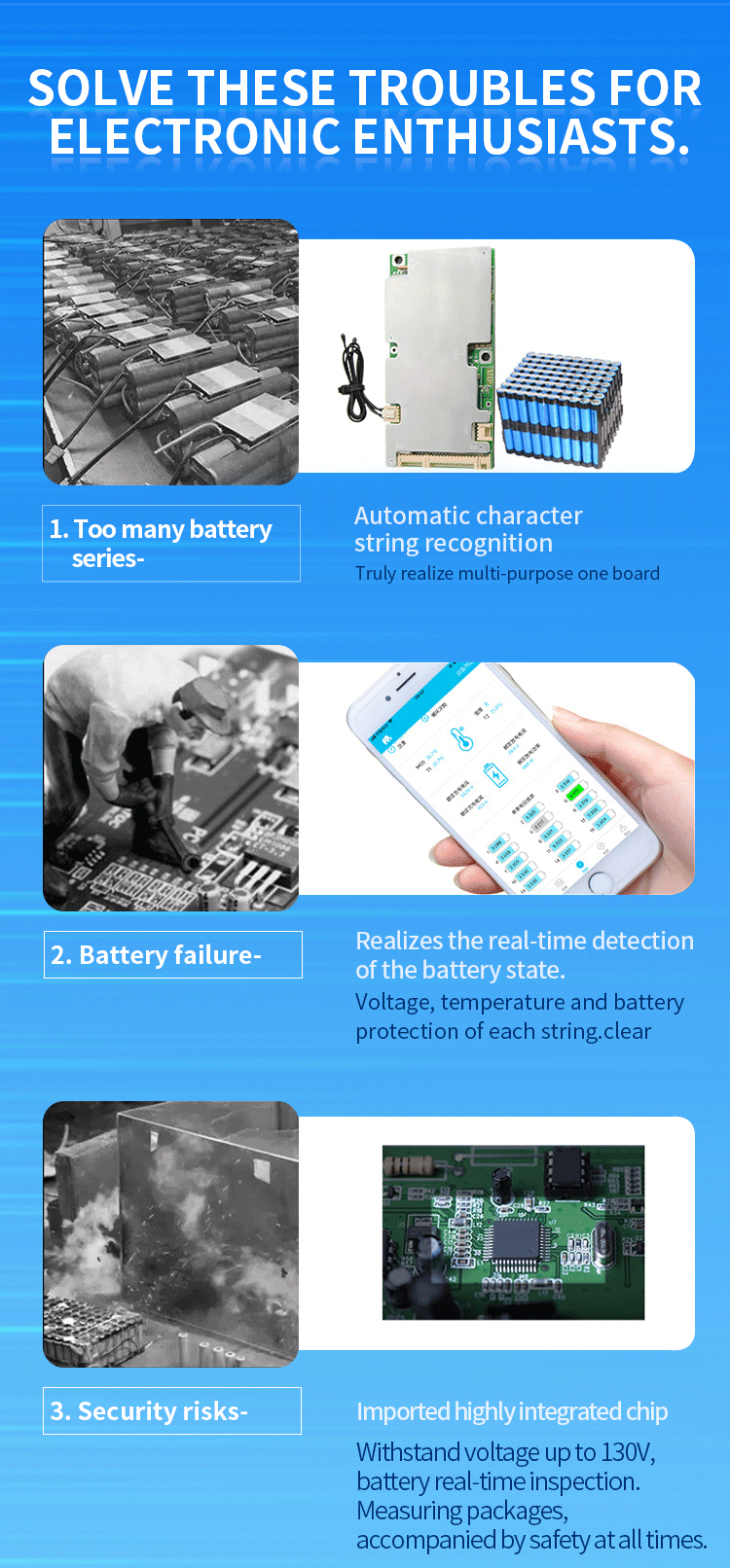 KLS BMS for Lithium Ion Battery Packs: 3S, 11.1V - 12.6V, 20A - 80A with Enhanced Balanced 18650 Charging Protection Board