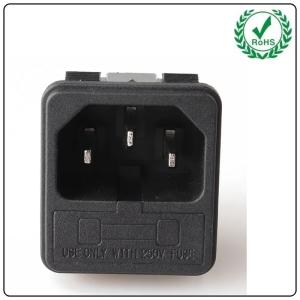 Buy cheap C14 Ac Power Socket Black Socket With 10A Fuse 250V Inlet Male Connector Standard Grounding Easy Life product