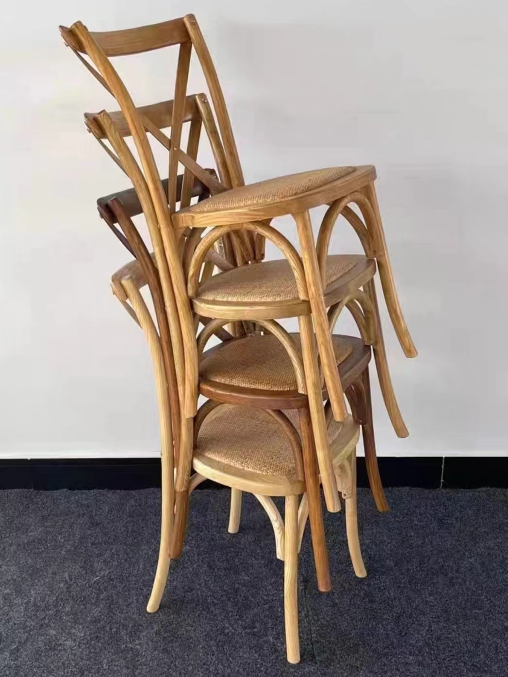 Restaurant and Hotel Solid Wood Woven Cross Back Chair in Modern Nordic Style for Wedding