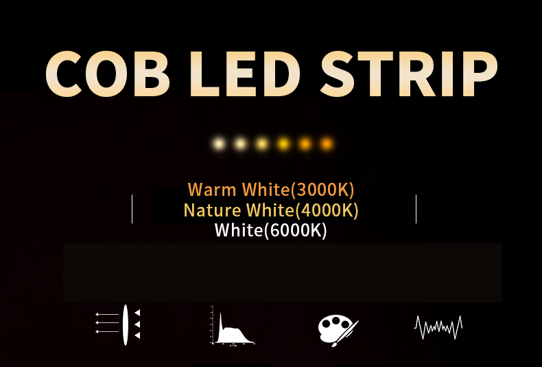 Cuttable COB LED Strip Light Kit 24v with 50000 Hours Lifespan and Multi Colors White