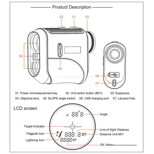 Kaemeasu HD Optical Lens BAK4 Prism Golf Rangefinder F1000