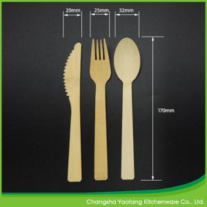 China Biodegradable Eco Friendly 170mm Disposable Bamboo Knives ,Forks Spoons on sale