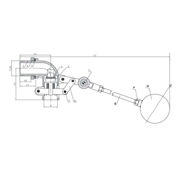 Stainless Steel Stem Lever Control Float Valve for Shutting off Equilibrium Water Tank