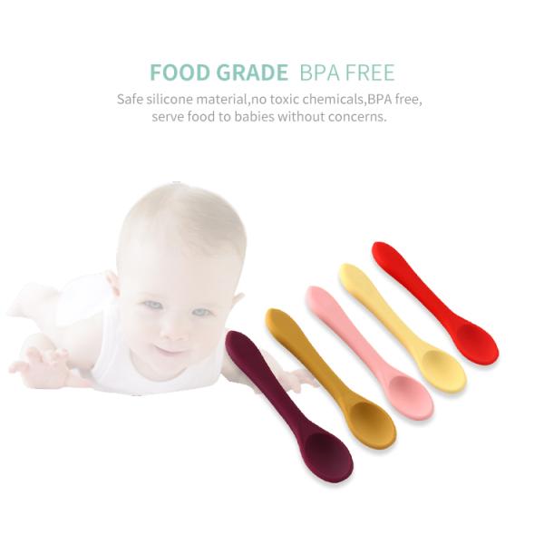 Safe BPA Free Silicone Infant Spoons Non Toxic Microwaveable