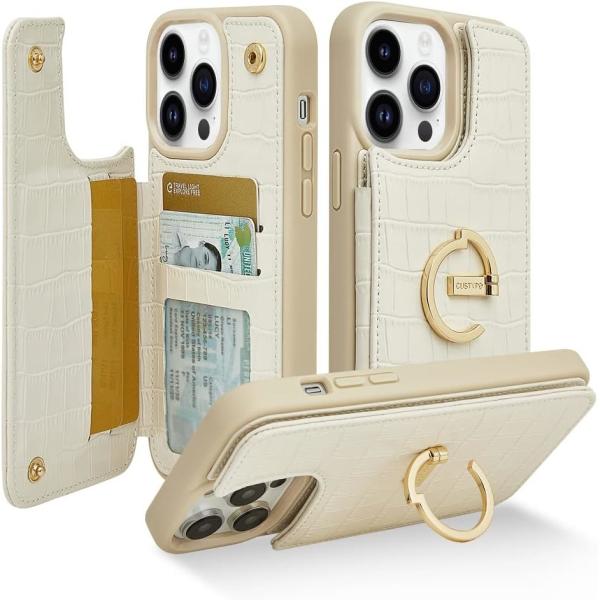 iPhone 13Pro Max 6.7 "-, wallet case with card holder, leather protective case with ring holder,