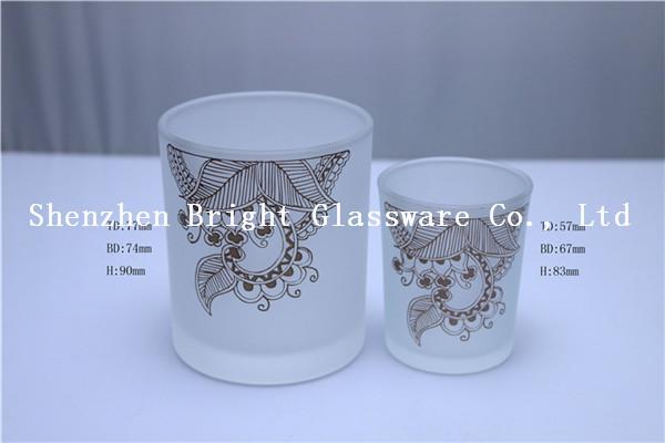 Quality Frosted Design Glass Candle Holder With Gold Logo for sale