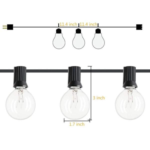 G40 25Ft Incandescent Globe Outdoor Waterproof String Light