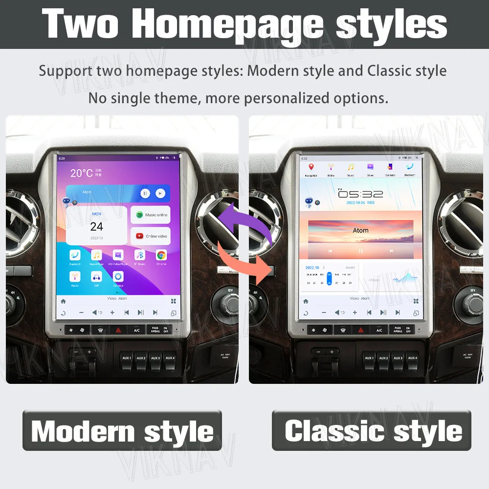 Viknav 12.1Inch Android Touch Screen Car Radio Ford F250 2013 2014 Carplay Auto Stereo Aftermarket Head Unit Video Player