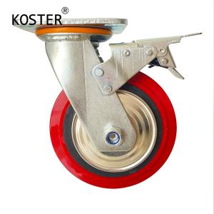 Buy cheap 400kg Heavy Duty Red PU Caster Wheel for Easy Maneuvering and Durable Construction product