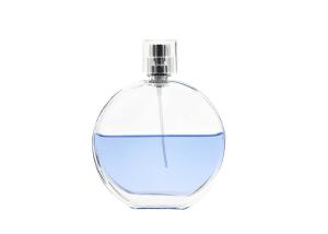 Buy cheap Frost Surface 50ml Round Perfume Bottle Tranparent Color Sliver / Goldeng Sprayer product