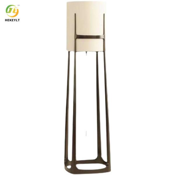 Quality D50*H200cm Modern Floor Light Led Fabric Frame Textured White And Brown for sale