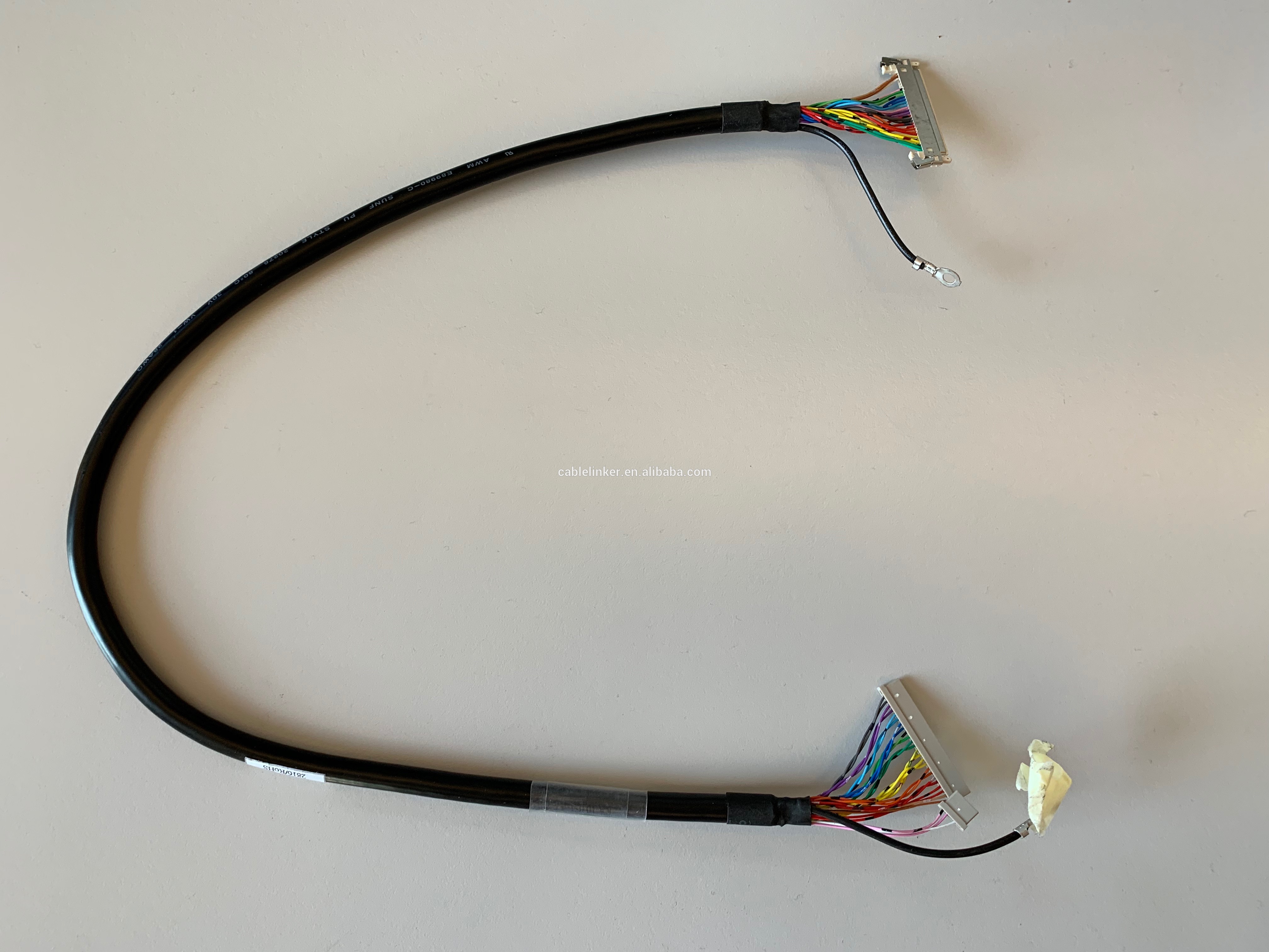 Shielded LVDS Cable Assembly JAE FI-X30H To HRS DF14 With Ring Terminal Shielding