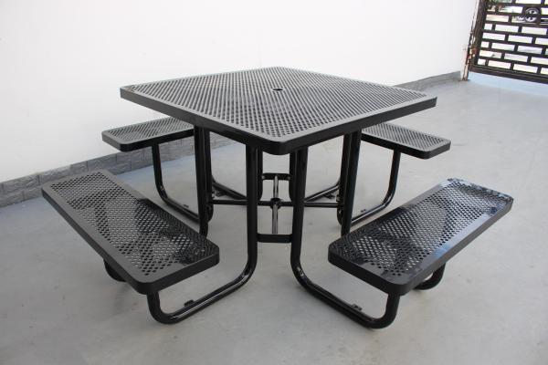 Quality Metal Outdoor Picnic Tables Bench Set Square Shape For Park for sale