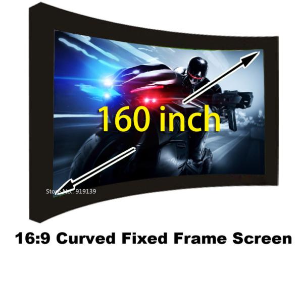 Quality Amazing Picture Screen 160 Inch Curved Fixed Frame Projector Screens 16:9 Scale Support 3D for sale