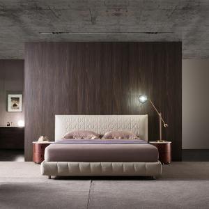 Buy cheap Contemporary Department White Leather Bed product