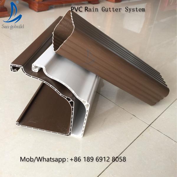 Quality San-gobuild Cheap Price Anti-Corrosion Roofing Plastic Rain Water Gutter Downspout Pvc Gutter Fittings for sale